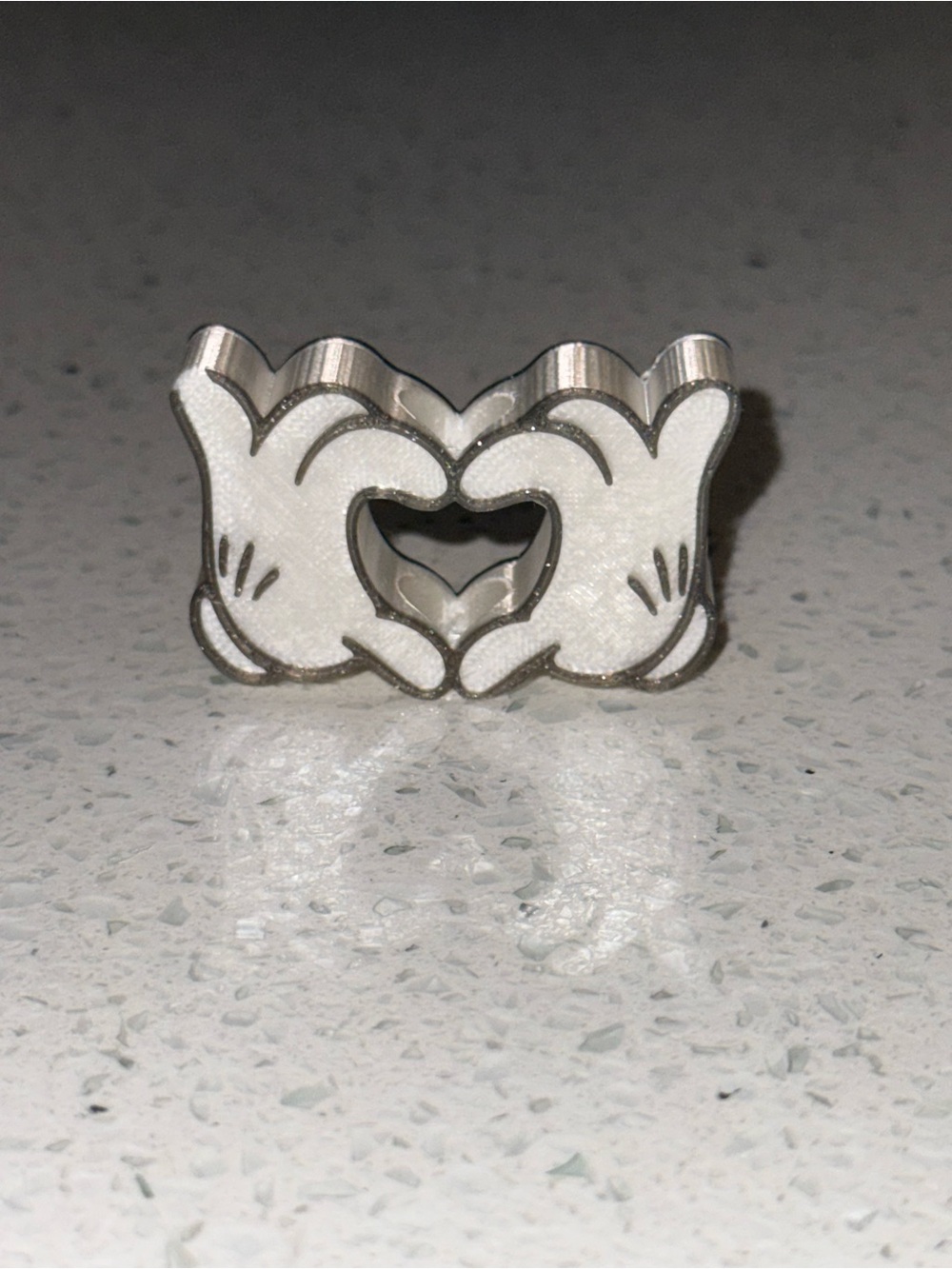 White Mickey Glove Heart Hands Straw Charm
